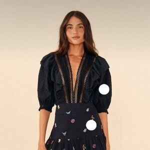 Farm Rio black lace bodysuit. Size large.